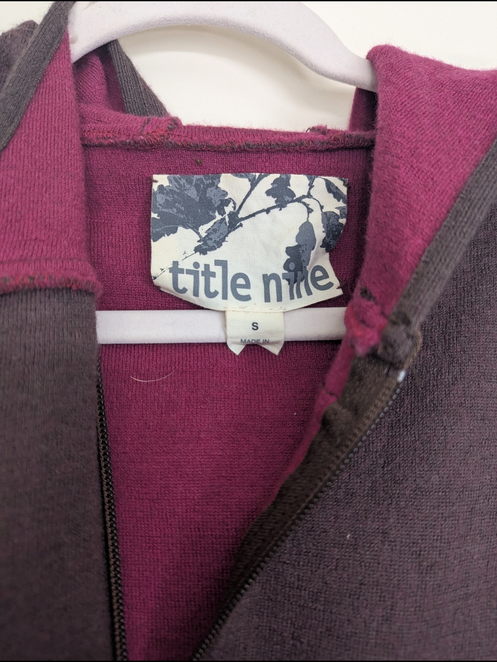 Title Nine Brown Sleeveless Hooded Vest with Pink Lining - Picture 3 of 5